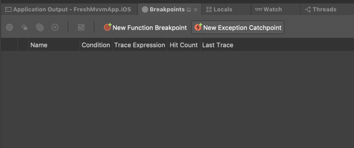 visual studio for mac exception settings